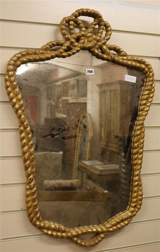 A small double ropework framed wall mirror by Beaumont and Fletcher, W.61cm